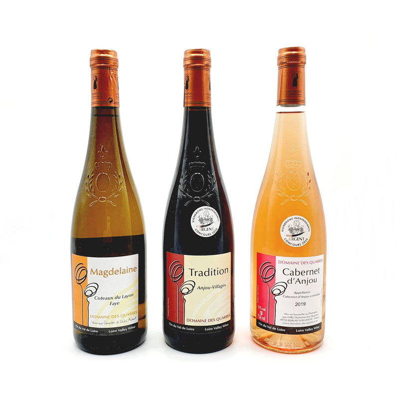 PACK de 3 bouteilles - Coteaux du Layon - Anjou Rouge - Cabernet d'Anjou - Domaine des Quarres - La Boutique Angevine