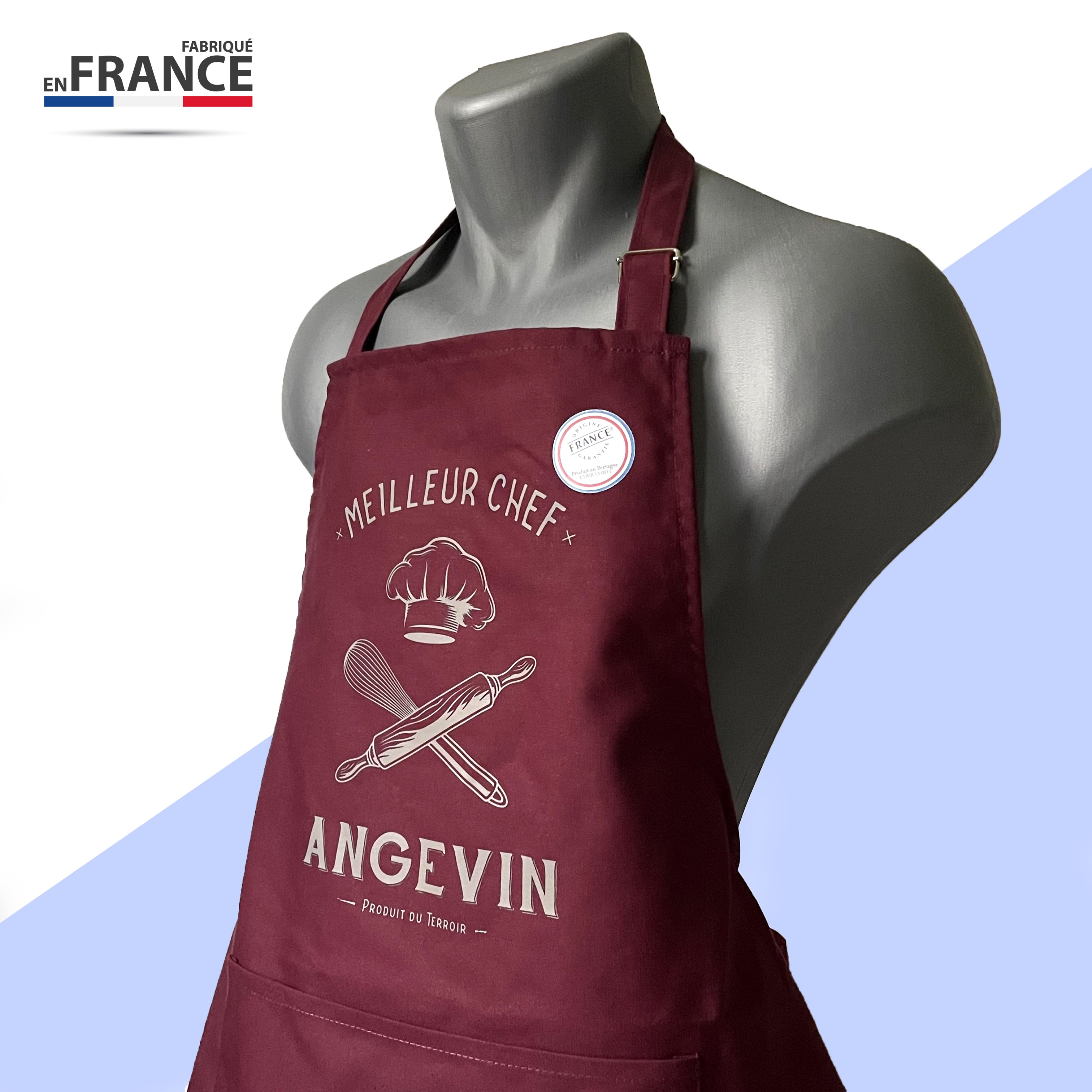 Tablier de cuisine, apprenti cuisinier, fabriqué en France