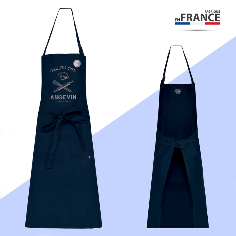 Tablier "Meilleur Chef Angevin" - Bleu Marine - Fabriqué en France