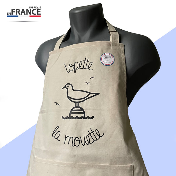Tablier "Tôpette la Mouette" - Naturel - Fabriqué en France