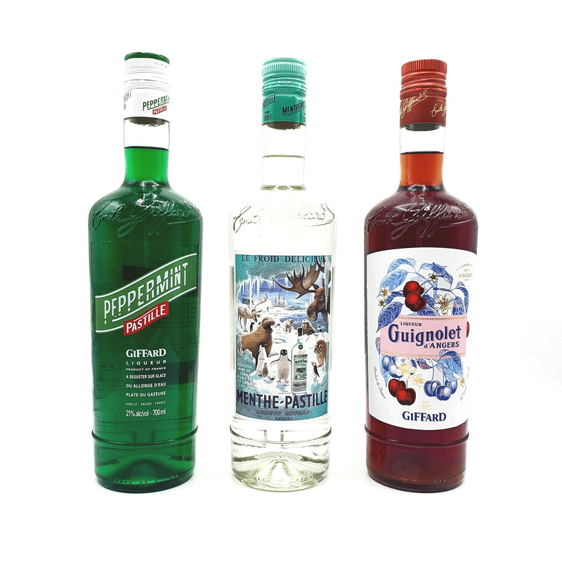 PACK de 3 bouteilles - Spécialités Giffard - Menthe Pastille - PepperMint Pastille - Guignolet d'Angers - La Boutique Angevine