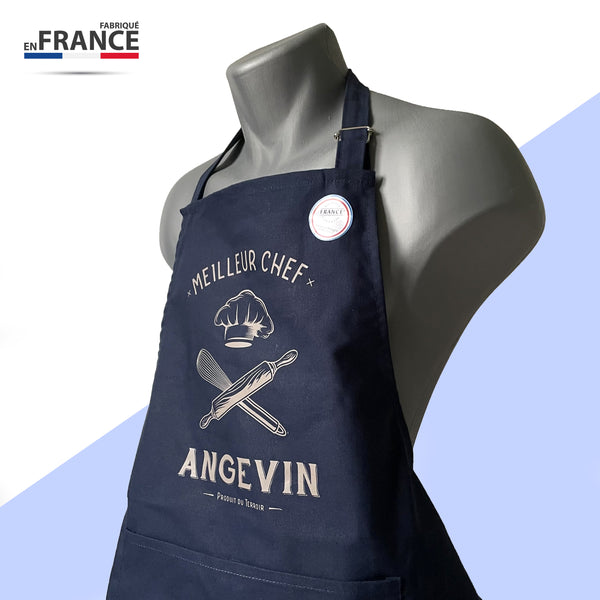 Tablier "Meilleur Chef Angevin" - Bleu Marine - Fabriqué en France