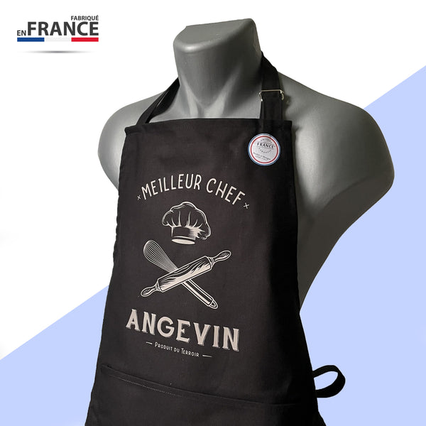 Tablier "Meilleur Chef Angevin" - Noir - Fabriqué en France
