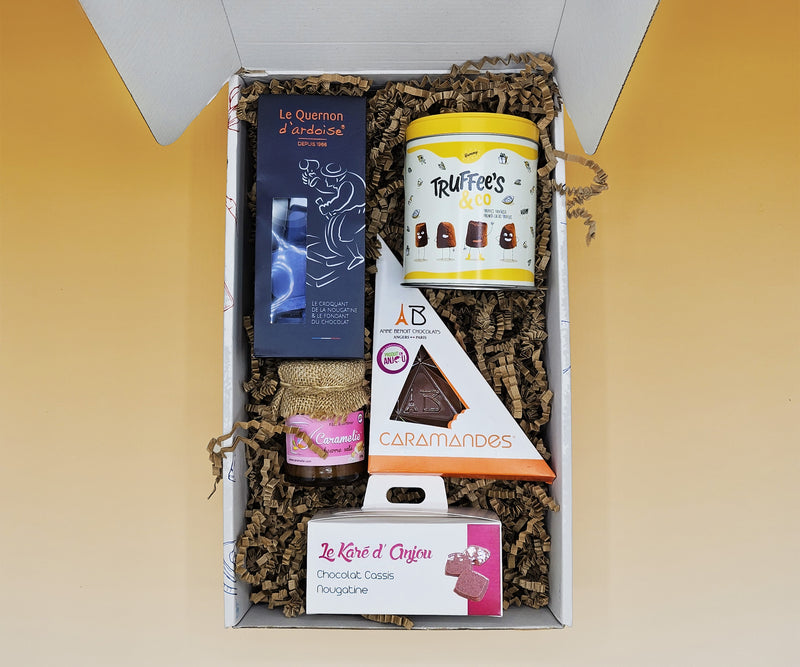 Les produits de la Box Choc'Anjou 2 - Quernon - Caramandes - Mathez